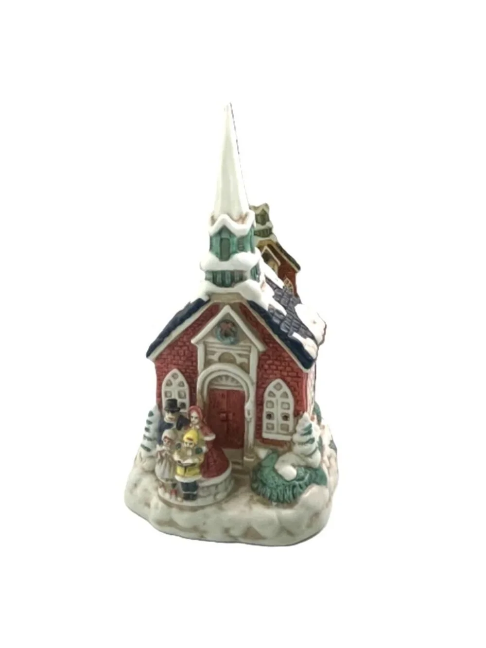 Vintage Brinn's Porcelain Musical Church Joy to the World Christmas Village Box